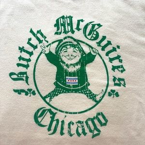 Butch McGuire Chicago Waffle Shirt Size S Long Sleeve Cream and Green Vintage